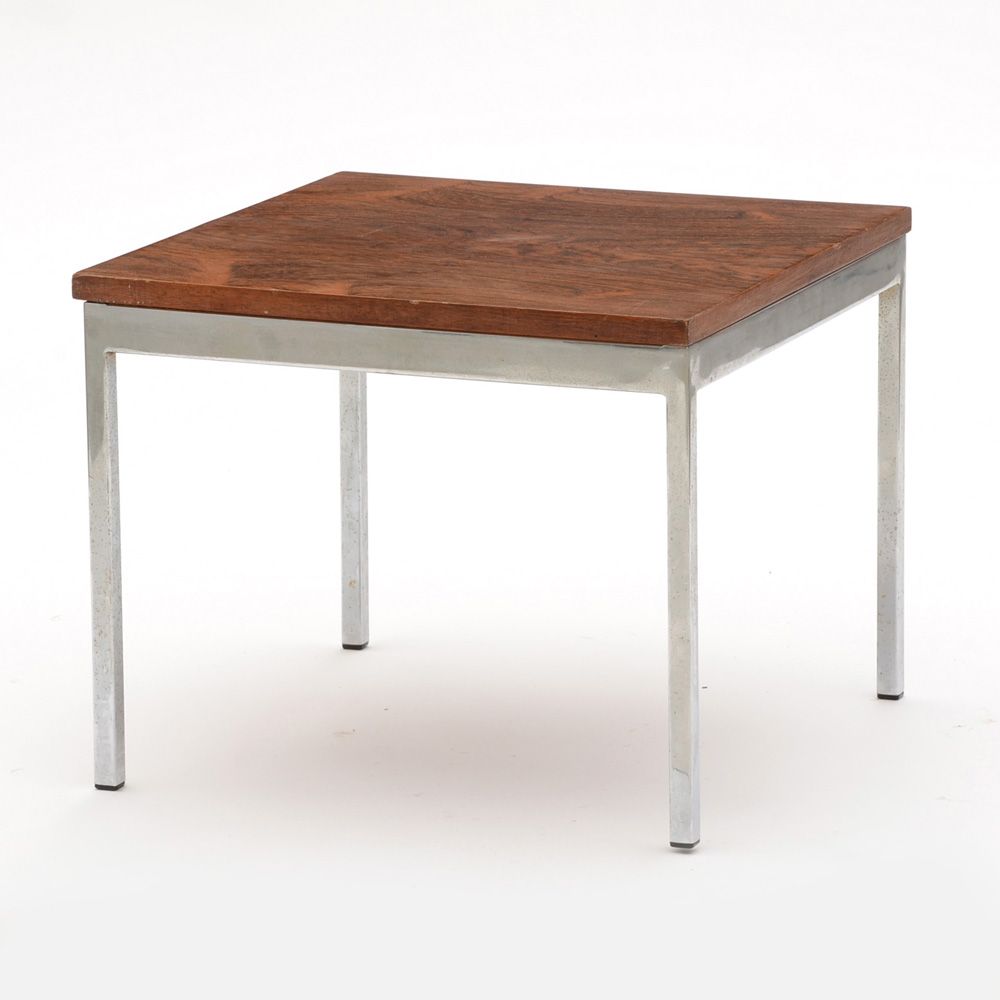 Florence Knoll Style Rosewood and Chrome End Table