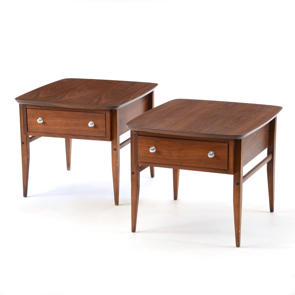 Pair of Two Walnut End Tables by Lane