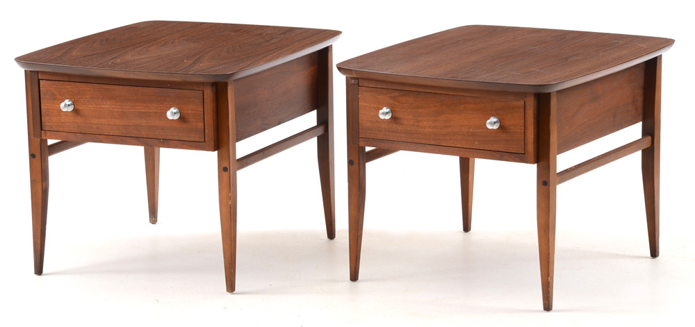 Pair of Two Walnut End Tables by Lane