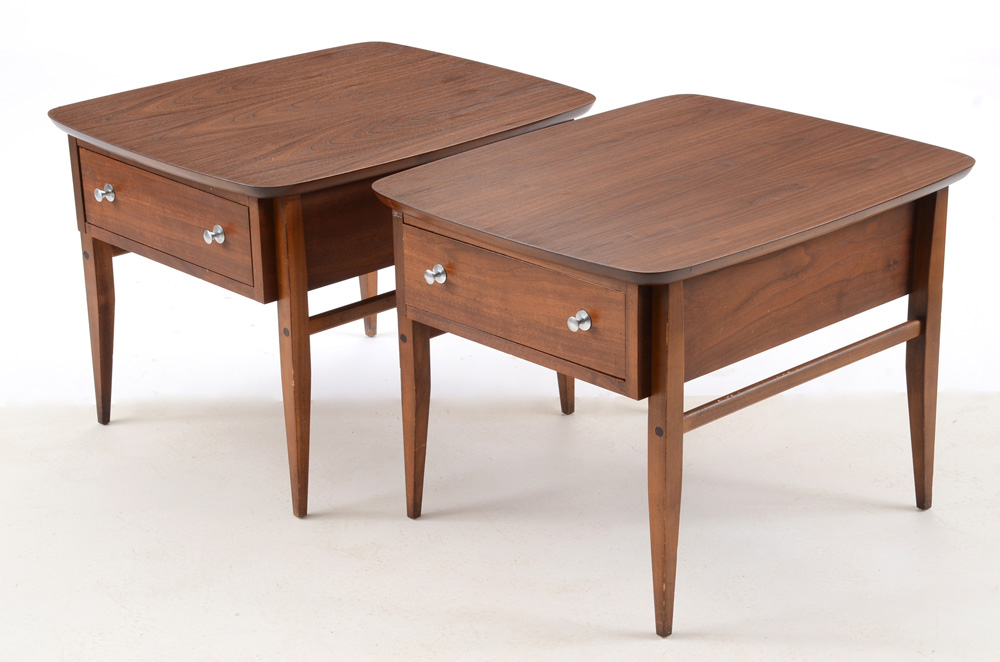 Pair of Two Walnut End Tables by Lane