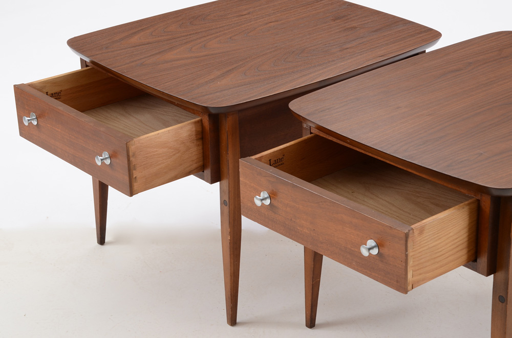 Pair of Two Walnut End Tables by Lane