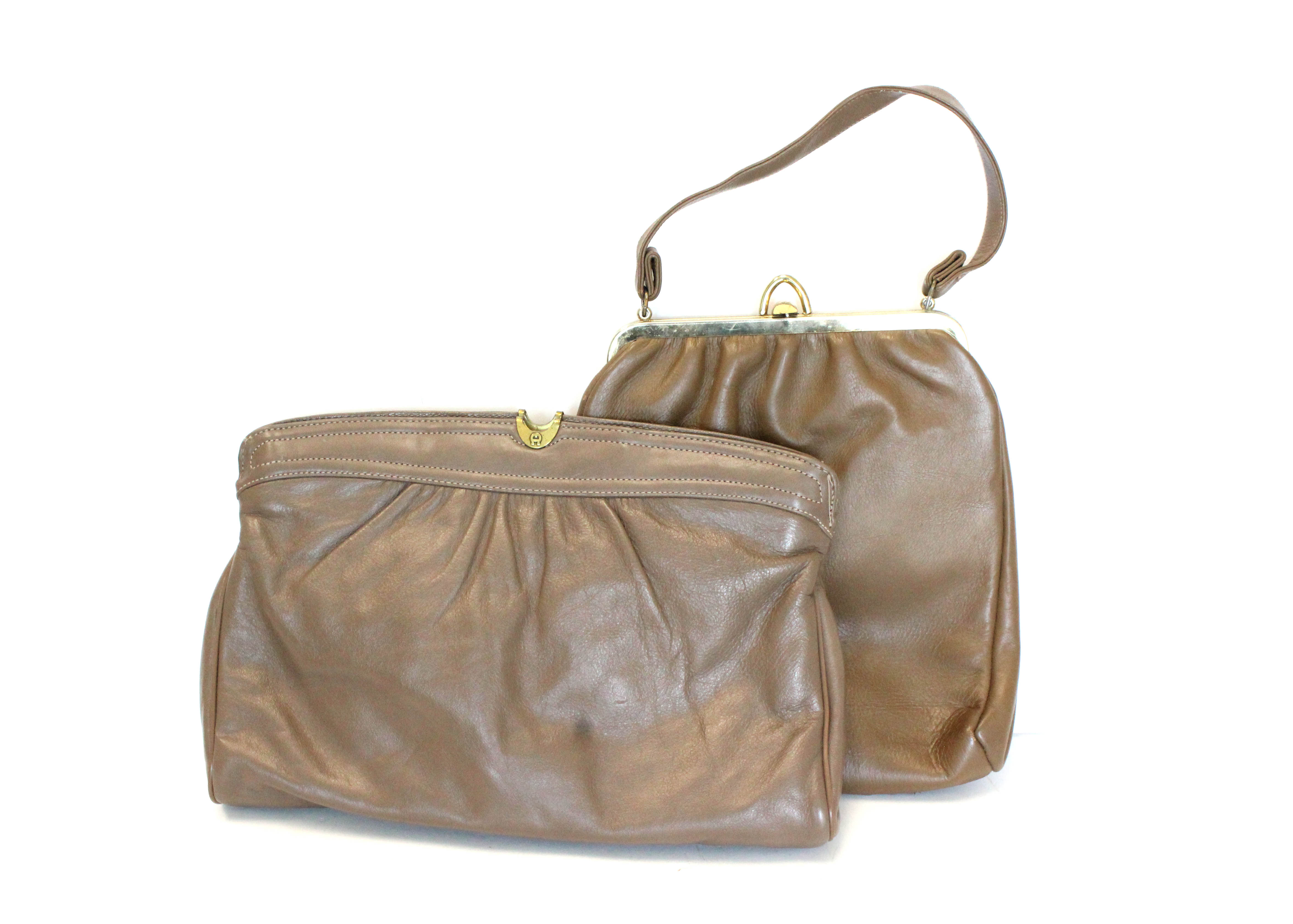 Etienne Aigner Brown Clutch and Handbag