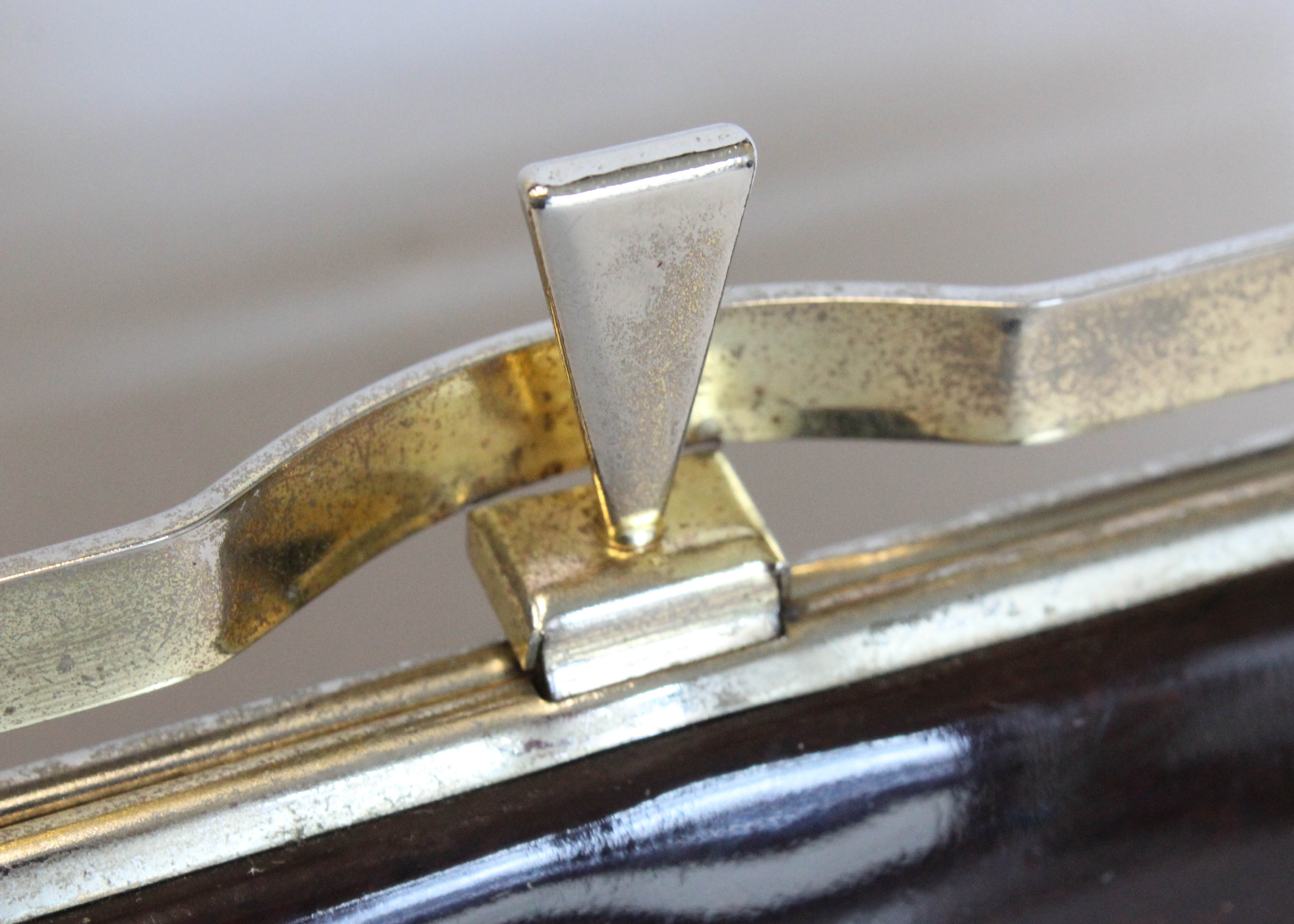 1960s Brown Patent Leather and Faux Suede Handbag