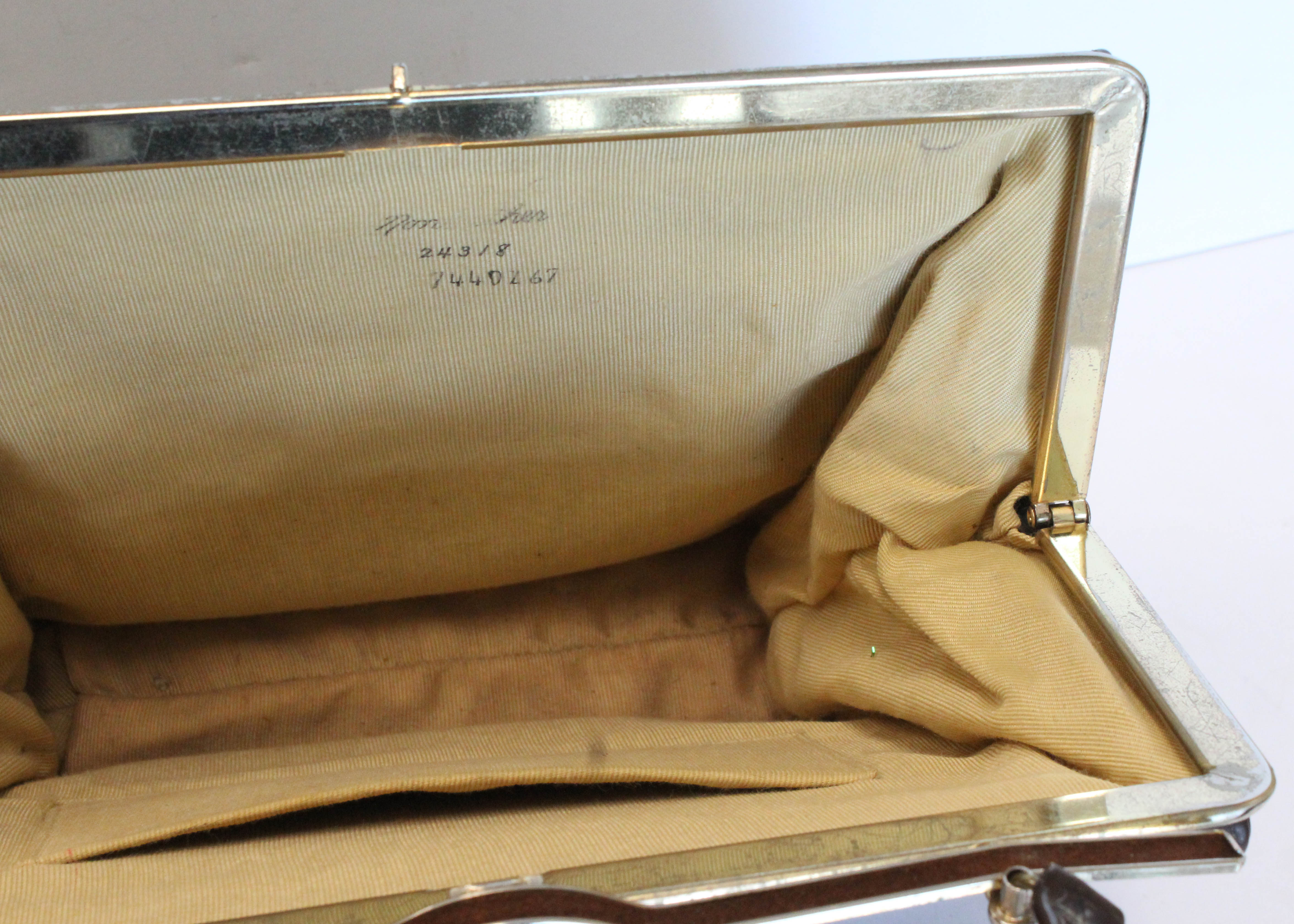 1960s Brown Patent Leather and Faux Suede Handbag