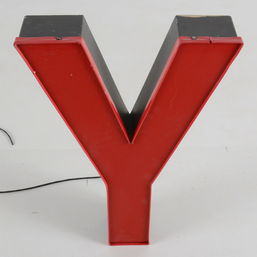 Large Red Metal Letter Y