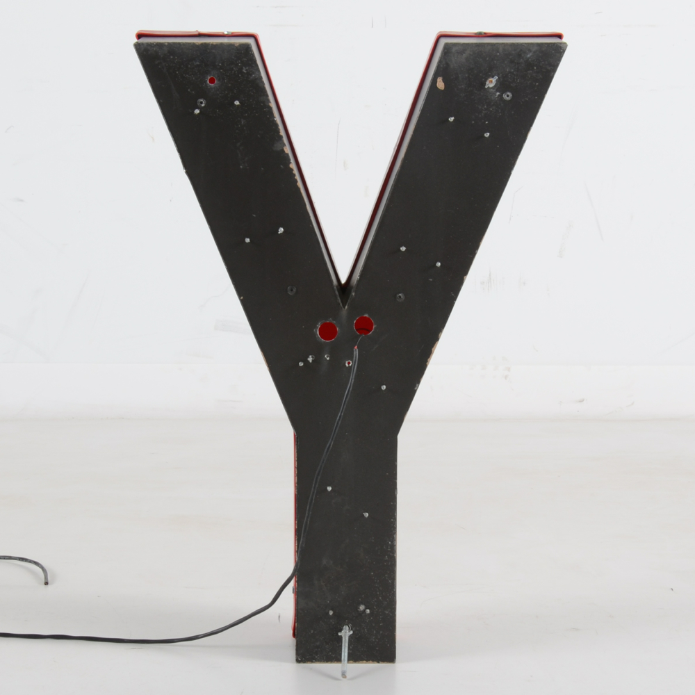 Large Red Metal Letter Y