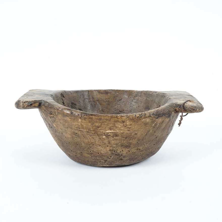 Primitive Hand Carved Wooden Bowl