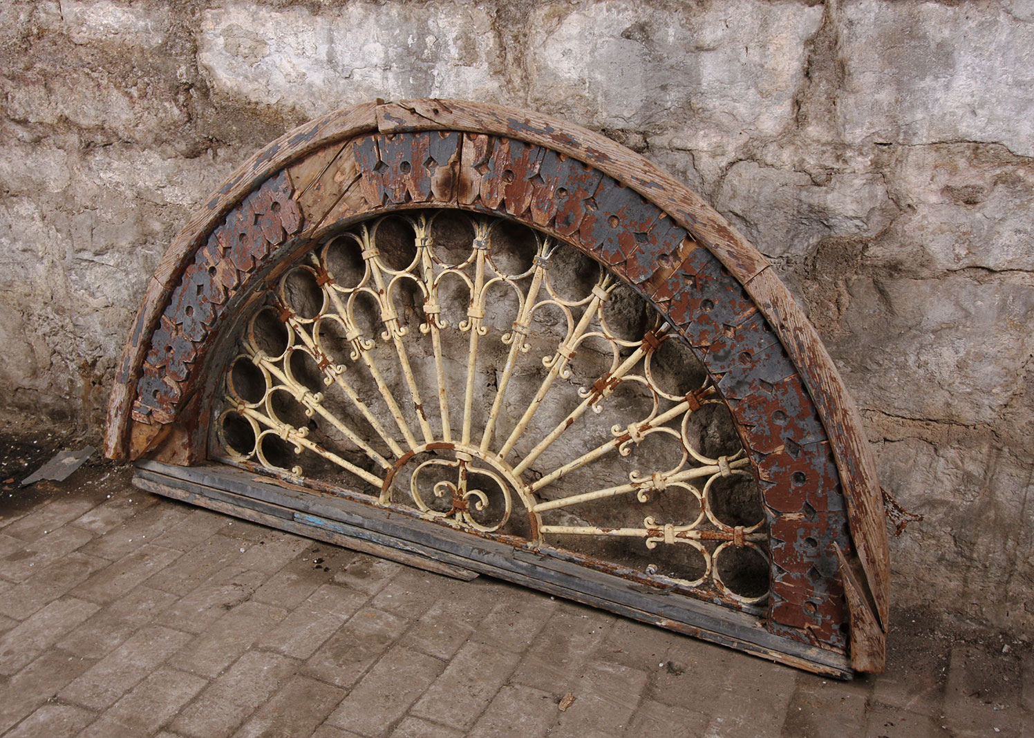 Arched Antique Architectural Salvage Wrought Iron Lunette