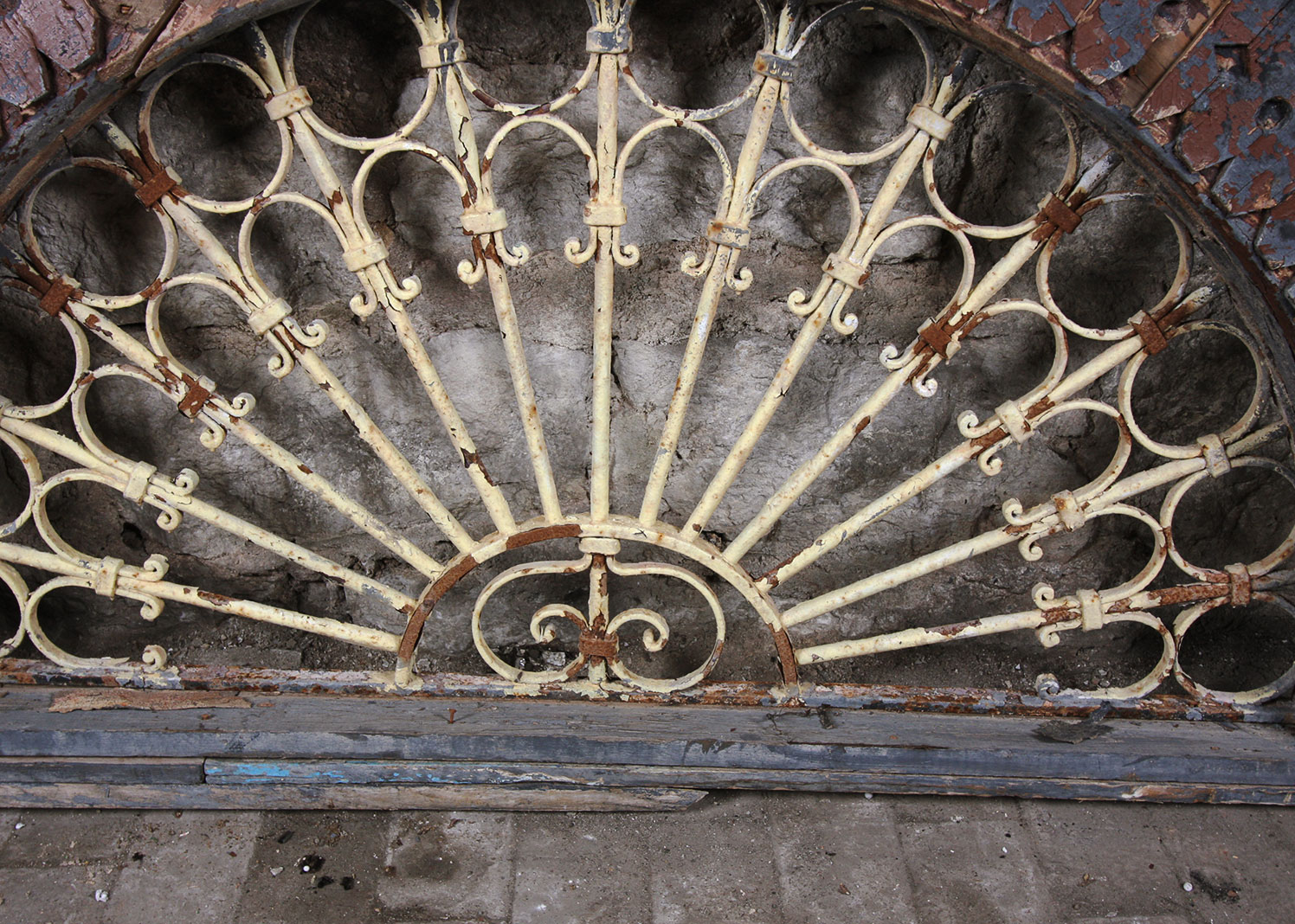 Arched Antique Architectural Salvage Wrought Iron Lunette