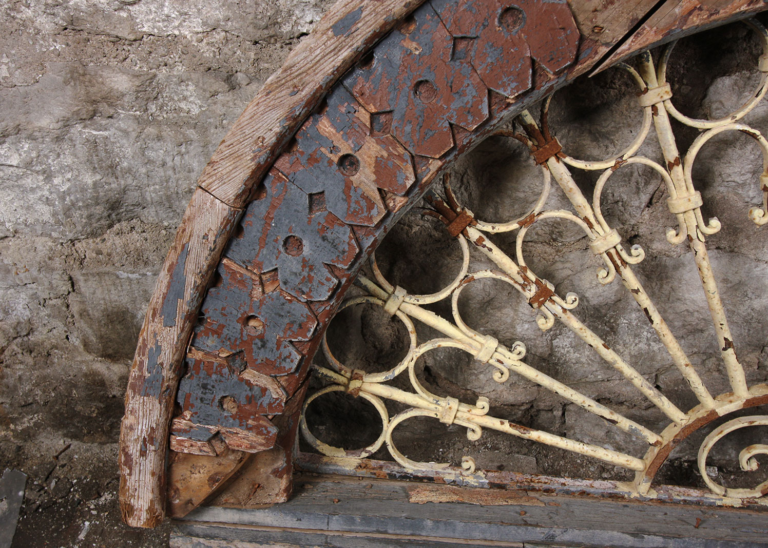 Arched Antique Architectural Salvage Wrought Iron Lunette