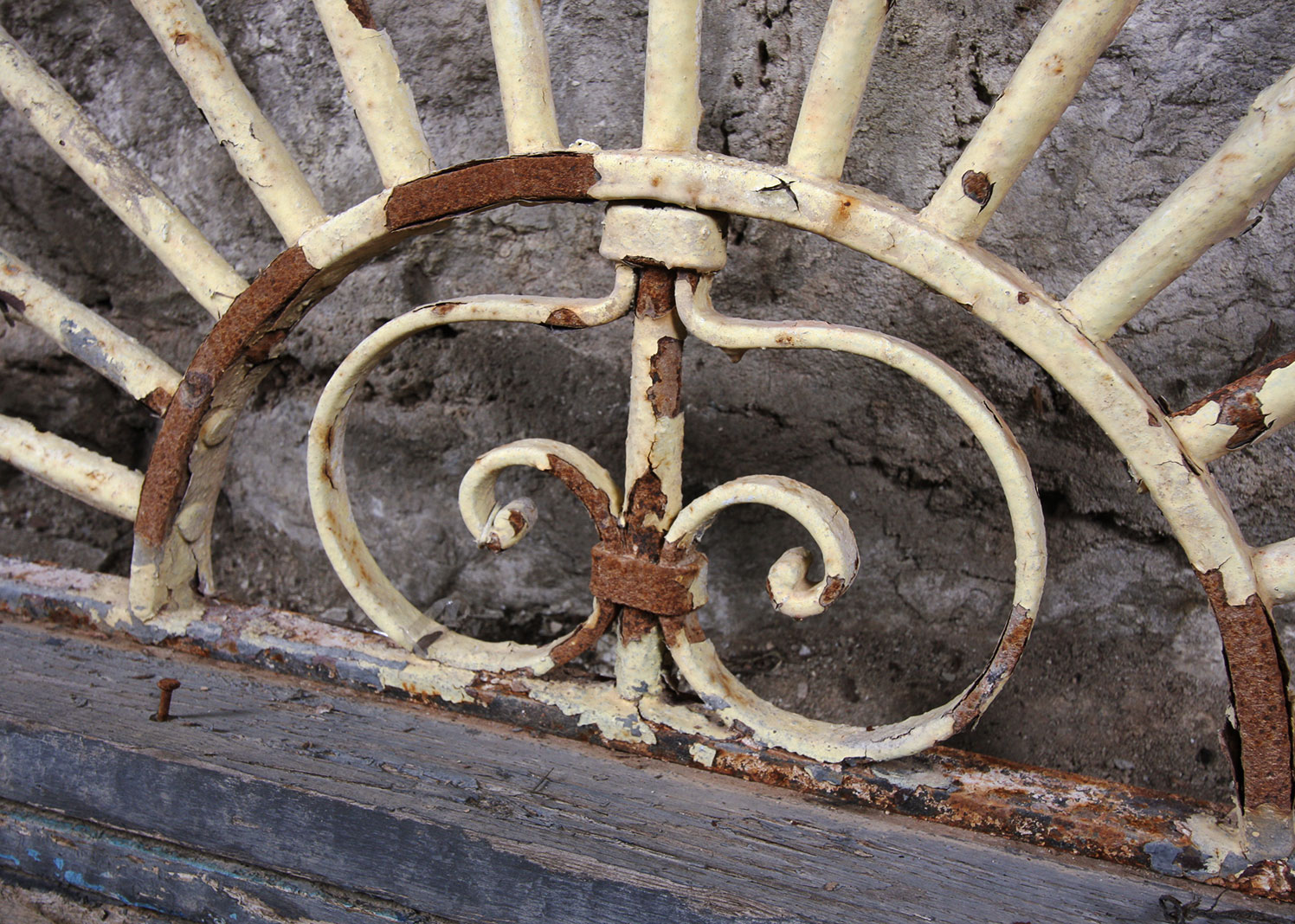 Arched Antique Architectural Salvage Wrought Iron Lunette