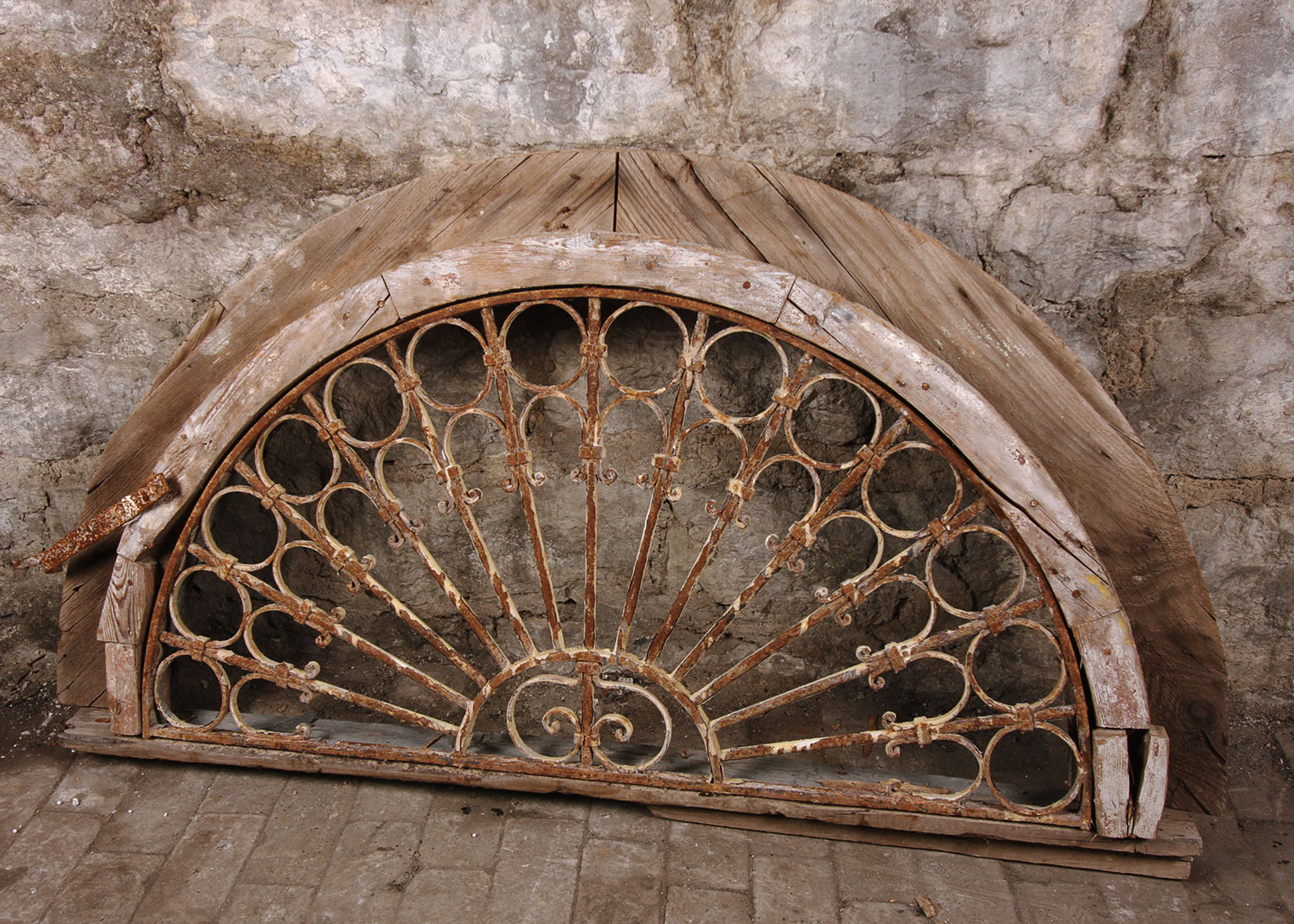 Arched Antique Architectural Salvage Wrought Iron Lunette