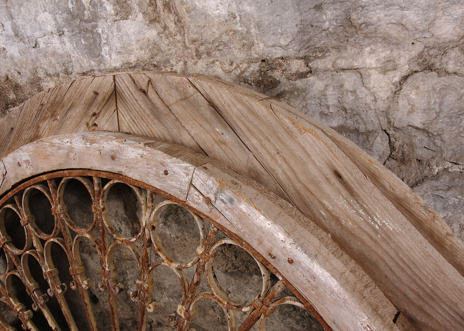 Arched Antique Architectural Salvage Wrought Iron Lunette