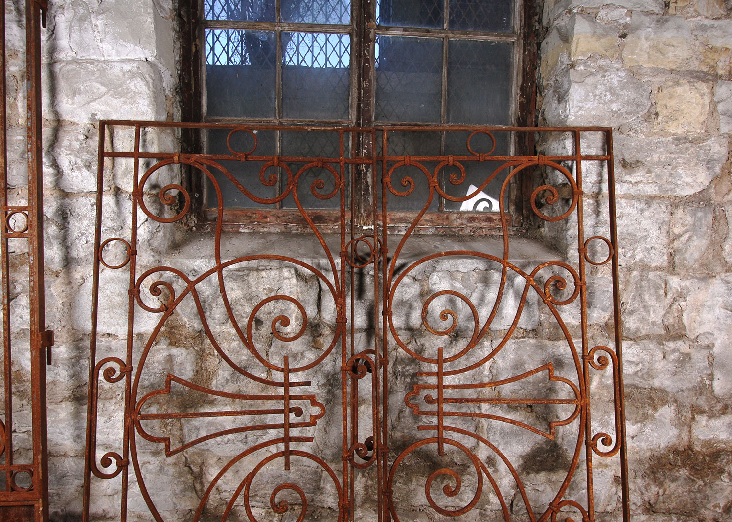 Large Antique Architectural Salvage Wrought Iron Gate Panels