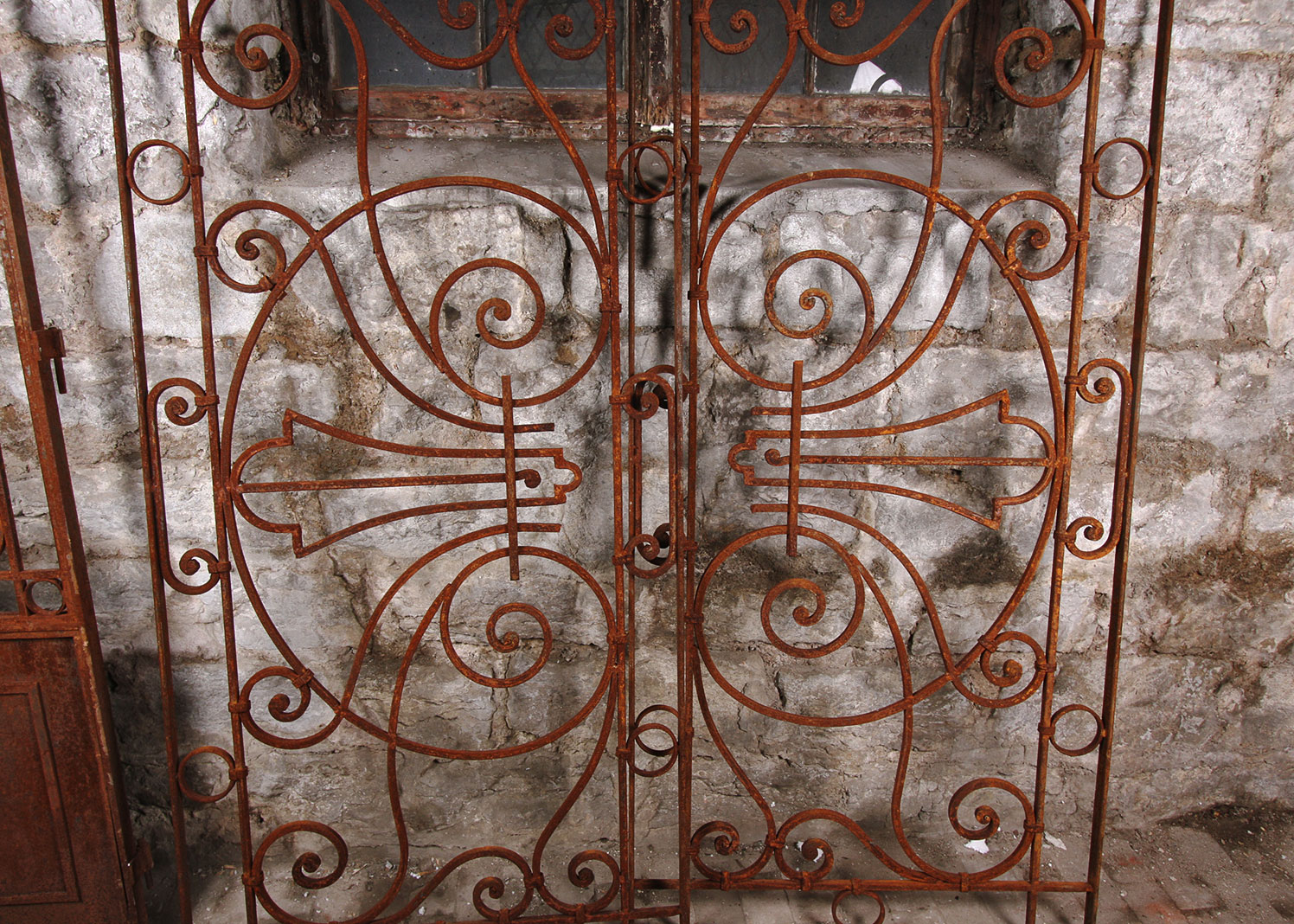 Large Antique Architectural Salvage Wrought Iron Gate Panels