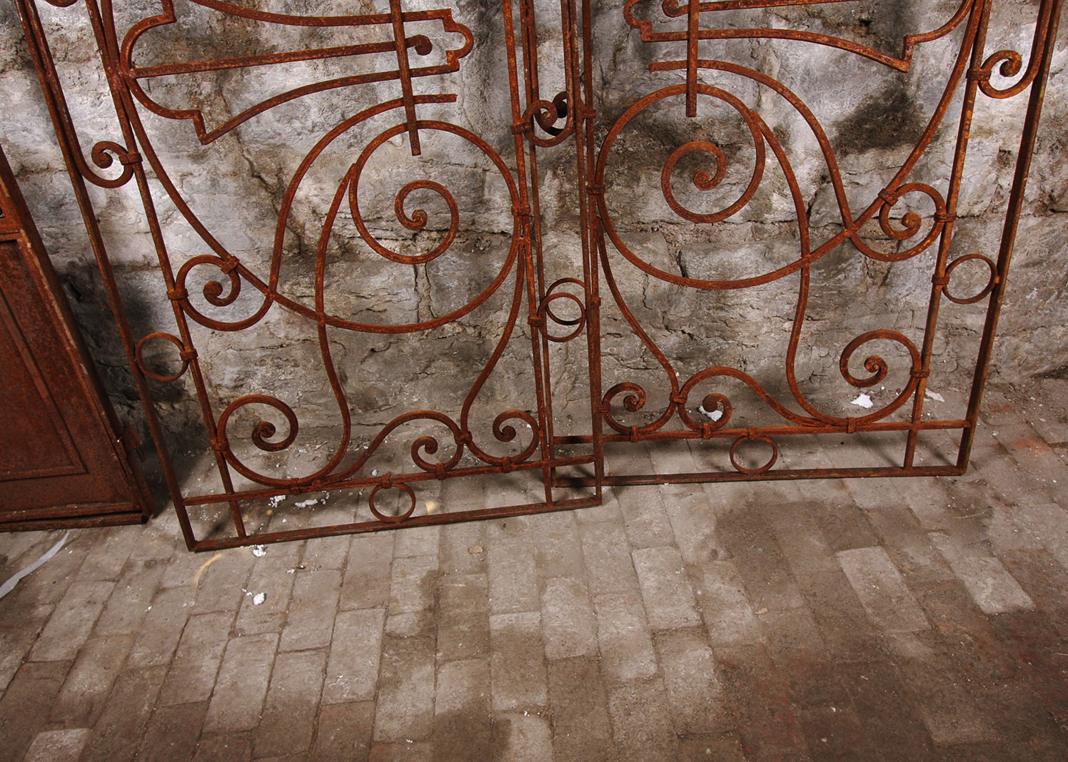 Large Antique Architectural Salvage Wrought Iron Gate Panels