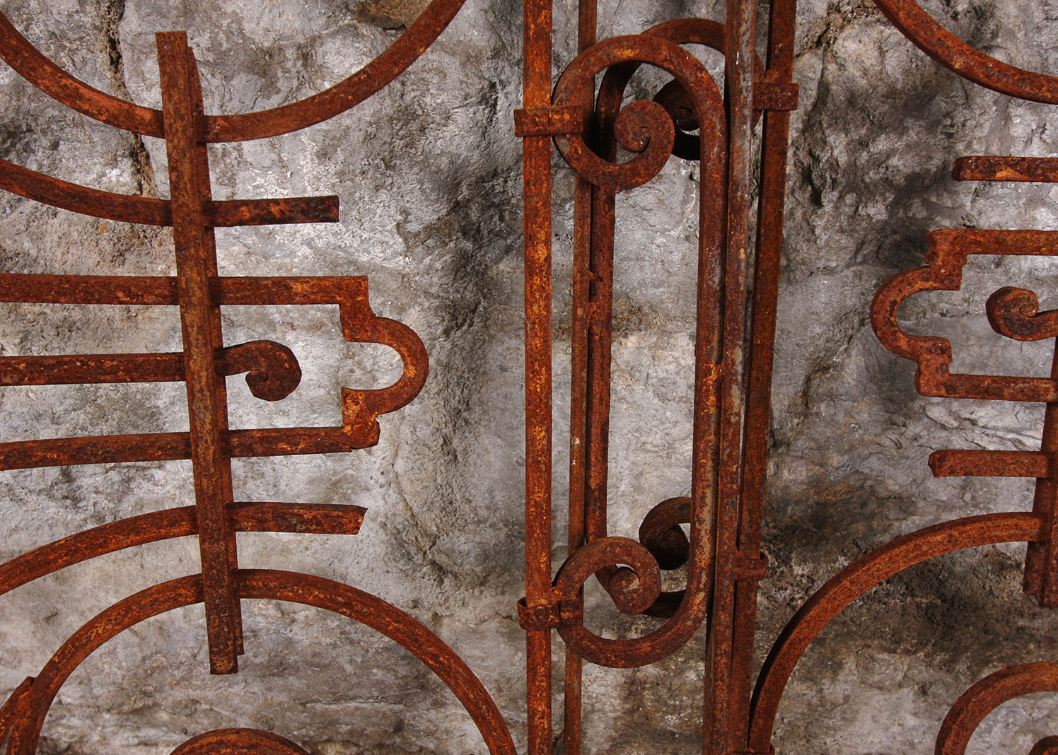 Large Antique Architectural Salvage Wrought Iron Gate Panels