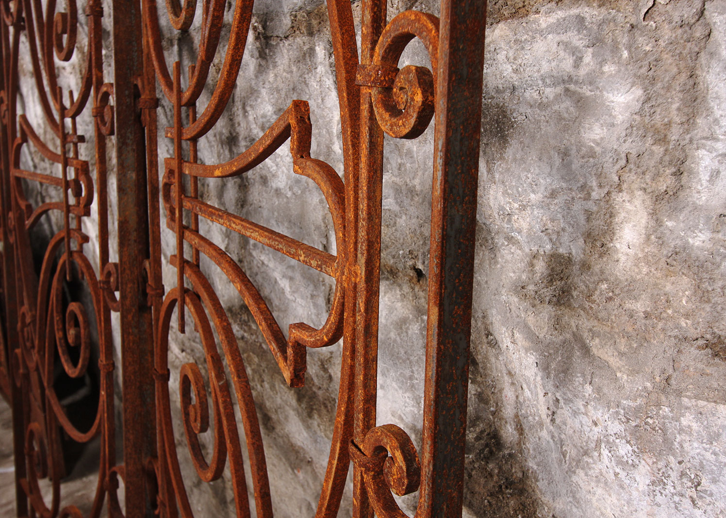 Large Antique Architectural Salvage Wrought Iron Gate Panels