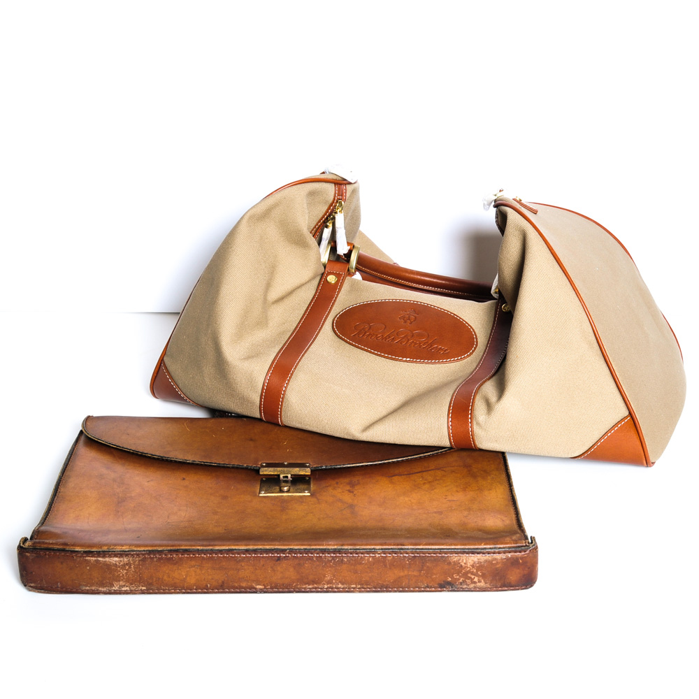 Brooks Brothers Travel Bag and Vintage Leather Briefcase
