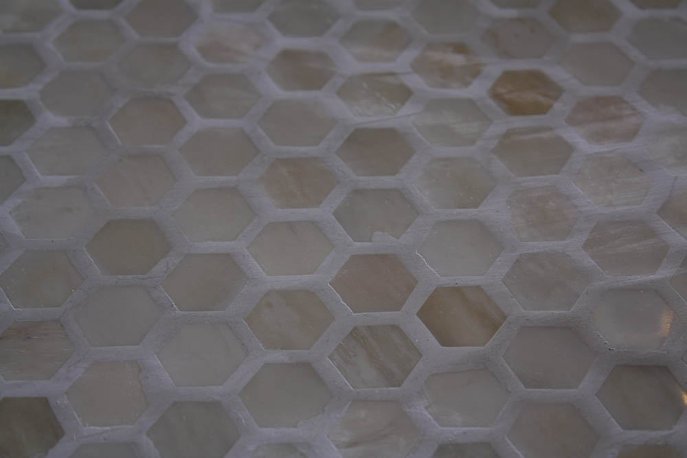 Round Side Table with Camel Bone Inlay