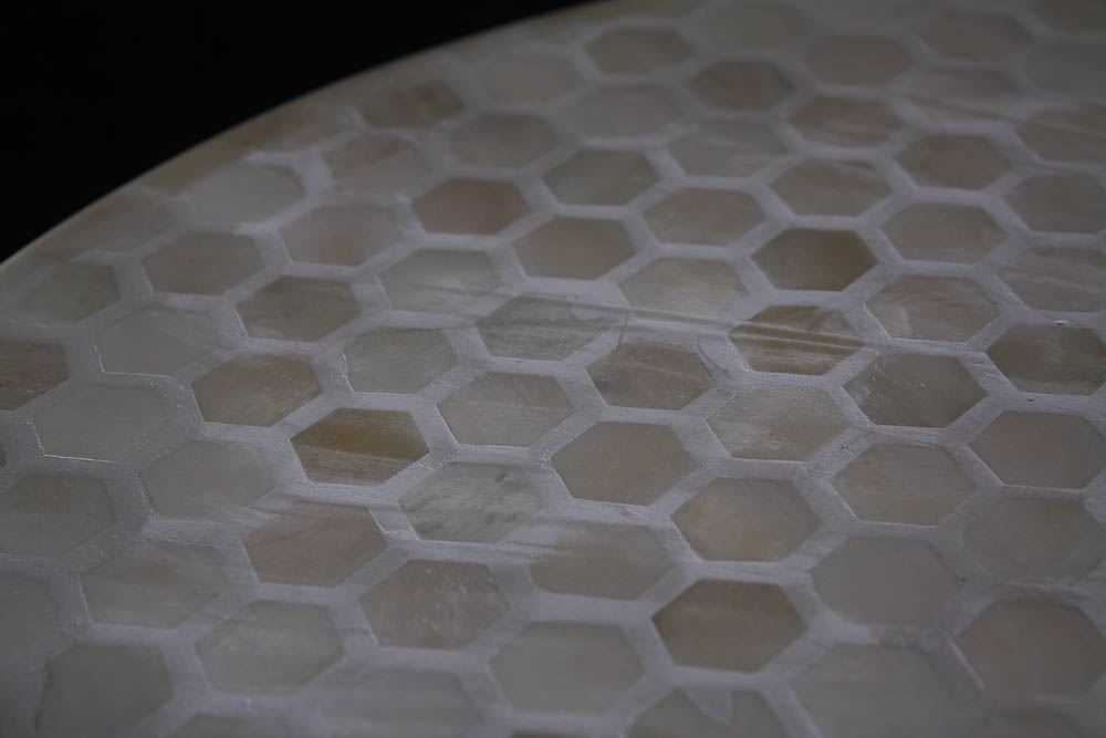 Round Side Table with Camel Bone Inlay