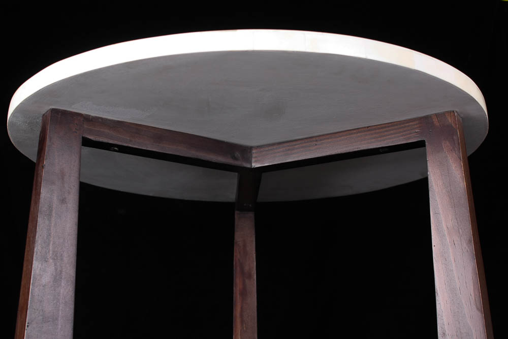 Round Side Table with Camel Bone Inlay