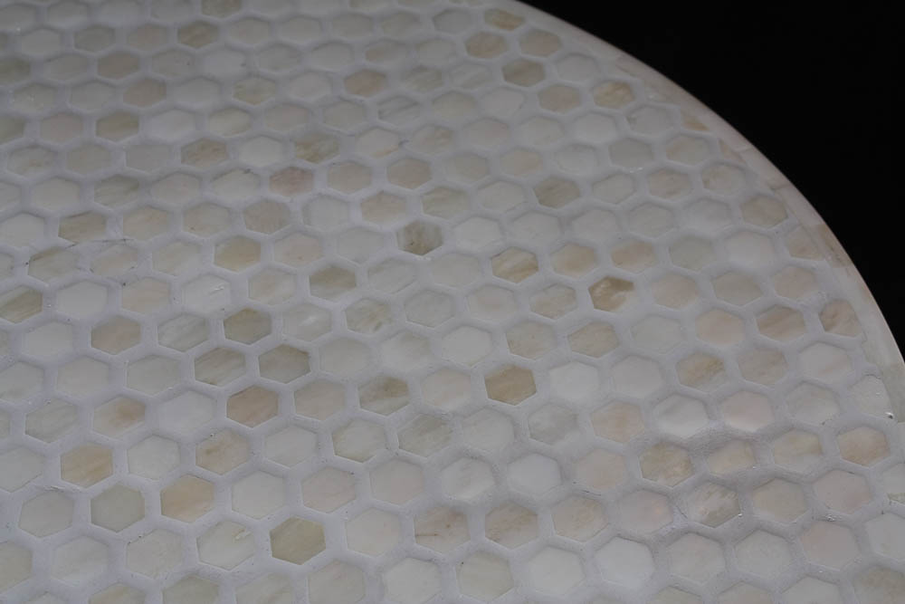 Round Coffee Table with Camel Bone Inlay