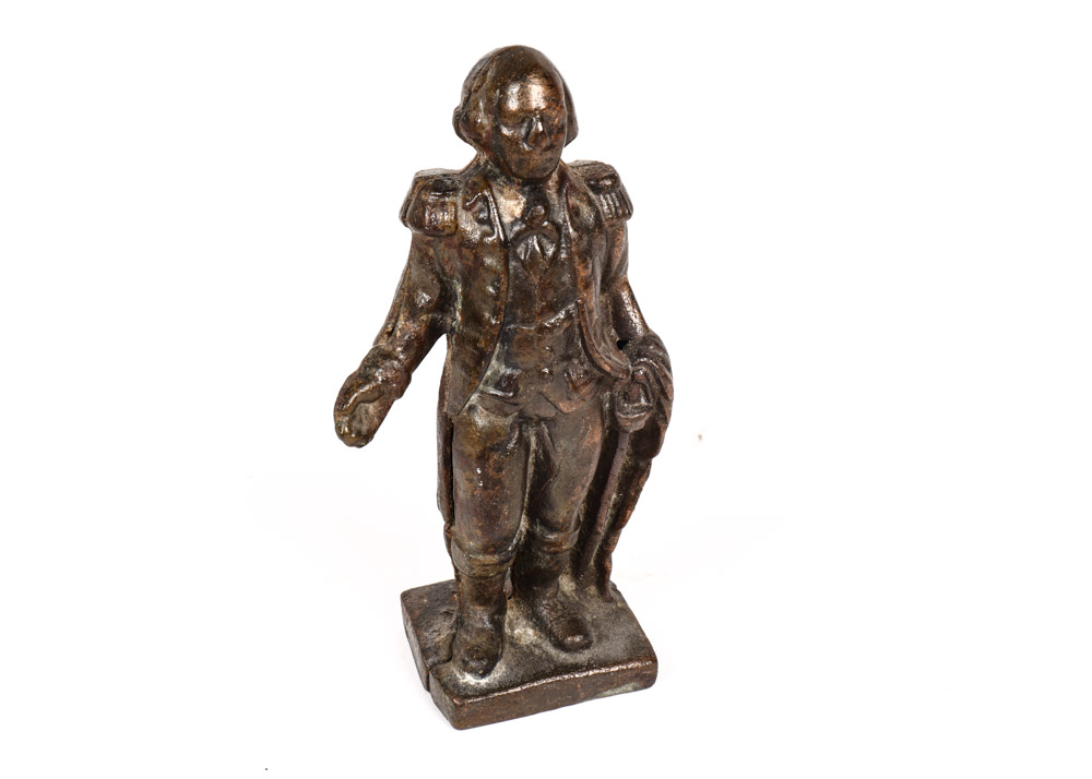 Bronzed Cast Iron George Washington Coin Bank