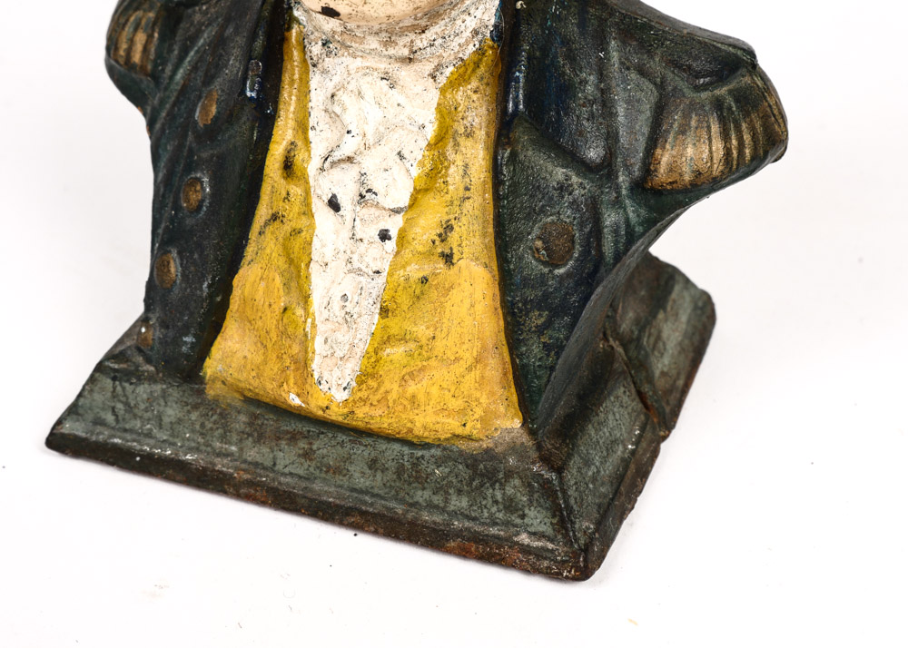 Antique Painted Cast Iron George Washington Bust Coin Bank