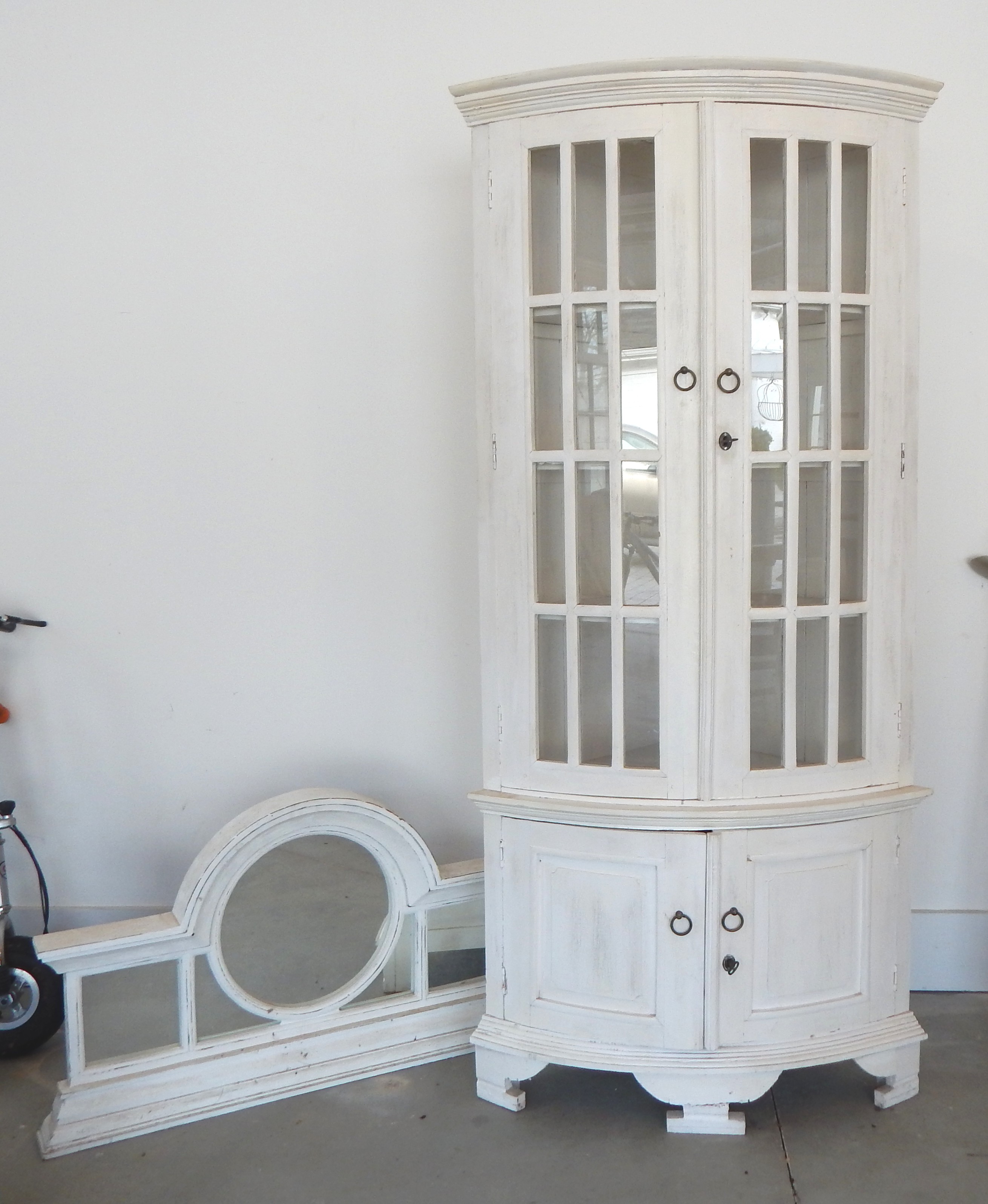 White Corner Cabinet and Mirror