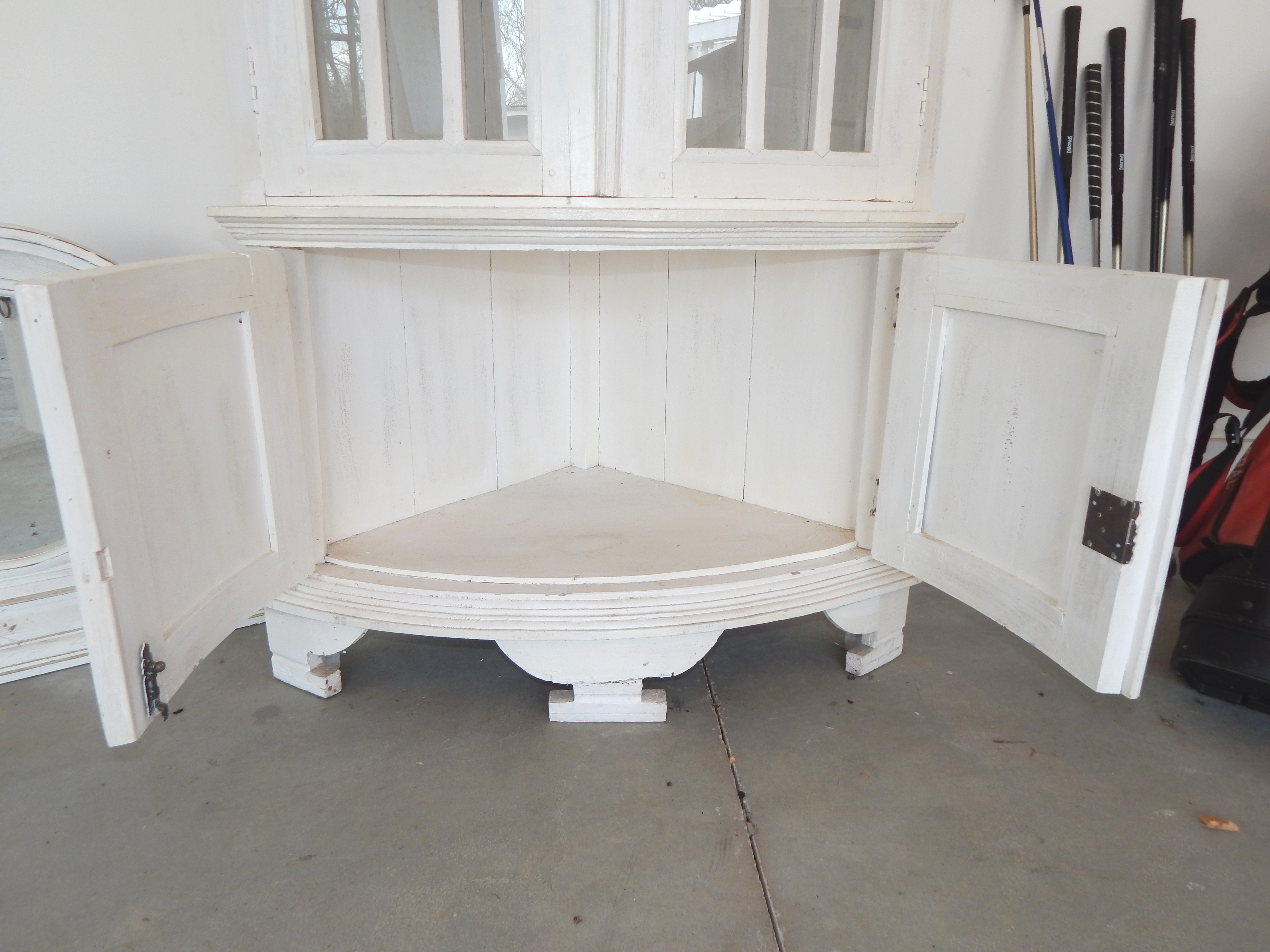 White Corner Cabinet and Mirror