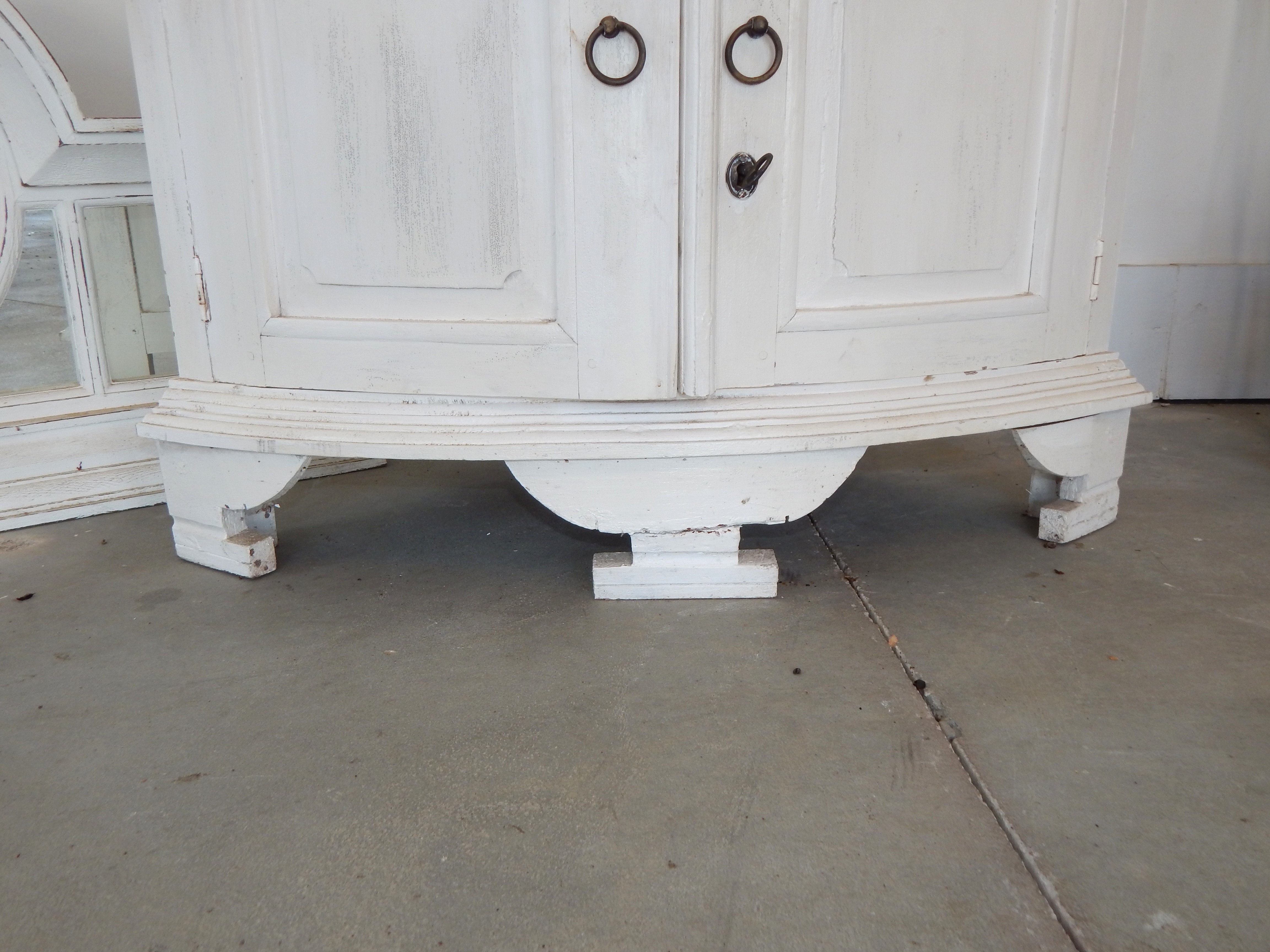 White Corner Cabinet and Mirror