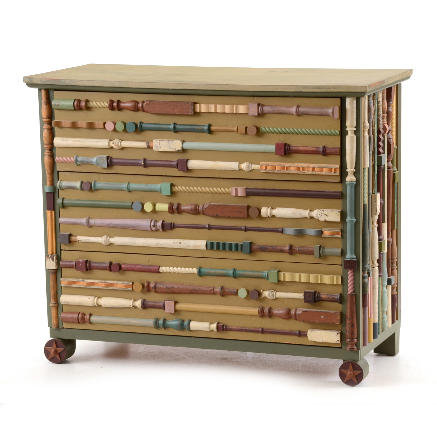 Mid Century Poplar and Oak Chest of Drawers