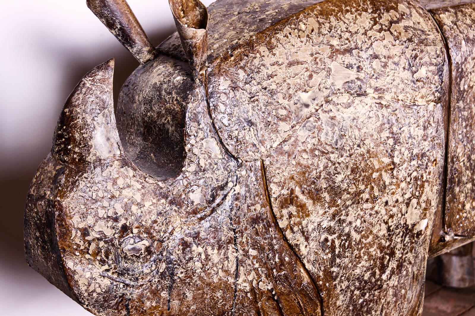 Painted Bent Iron Rhino Chest