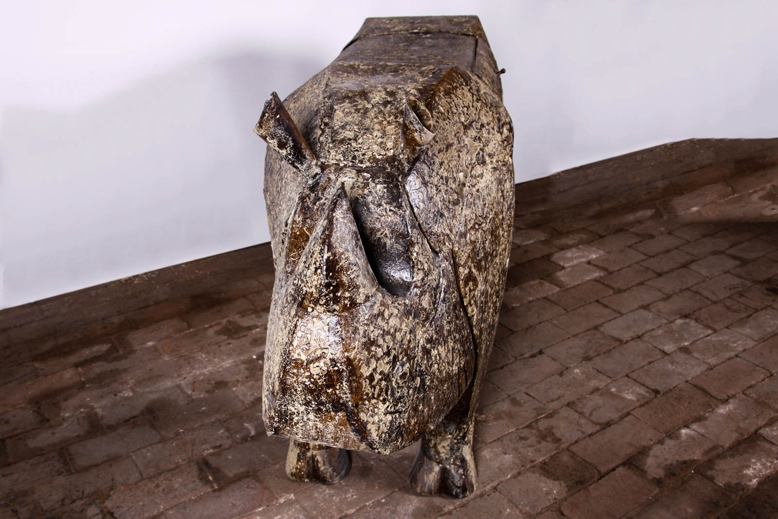 Painted Bent Iron Rhino Chest