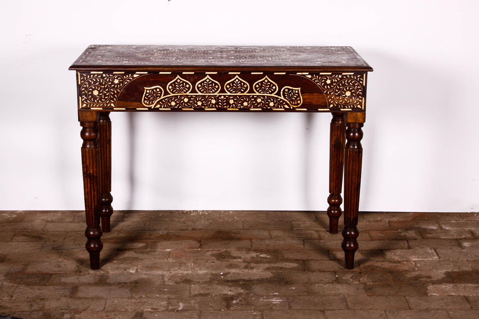 Walnut Console Table with Bone Inlay