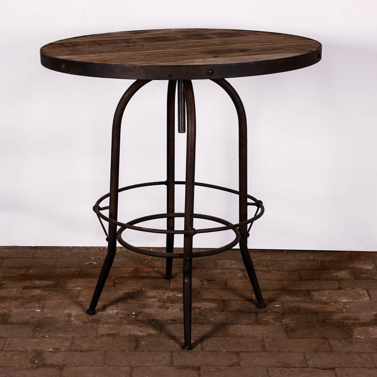 Natural Wood Industrial Style Pub Table