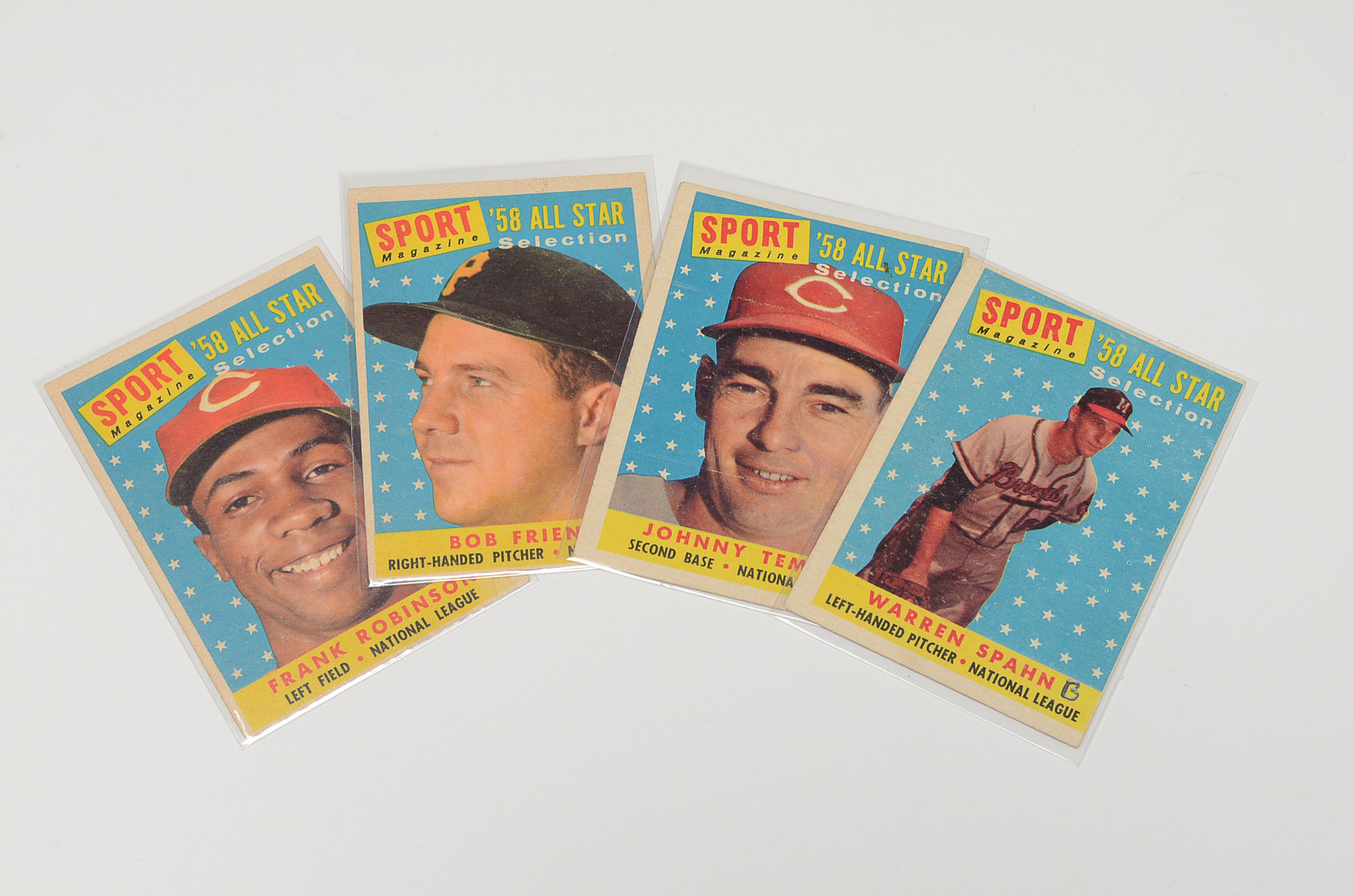 Nine 1958 All-Star Topps Baseball Cards Mantle, Robinson And More