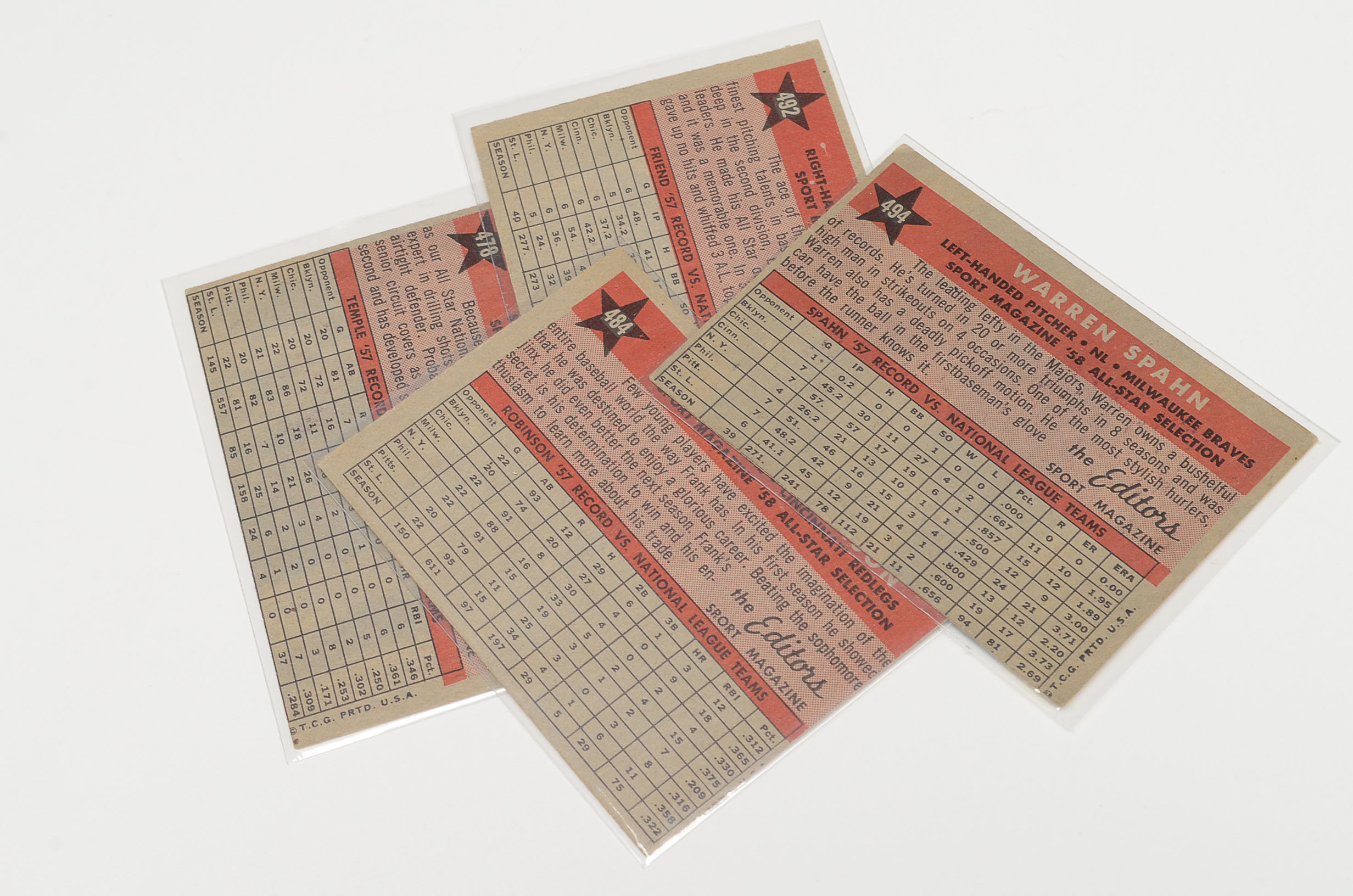 Nine 1958 All-Star Topps Baseball Cards Mantle, Robinson And More