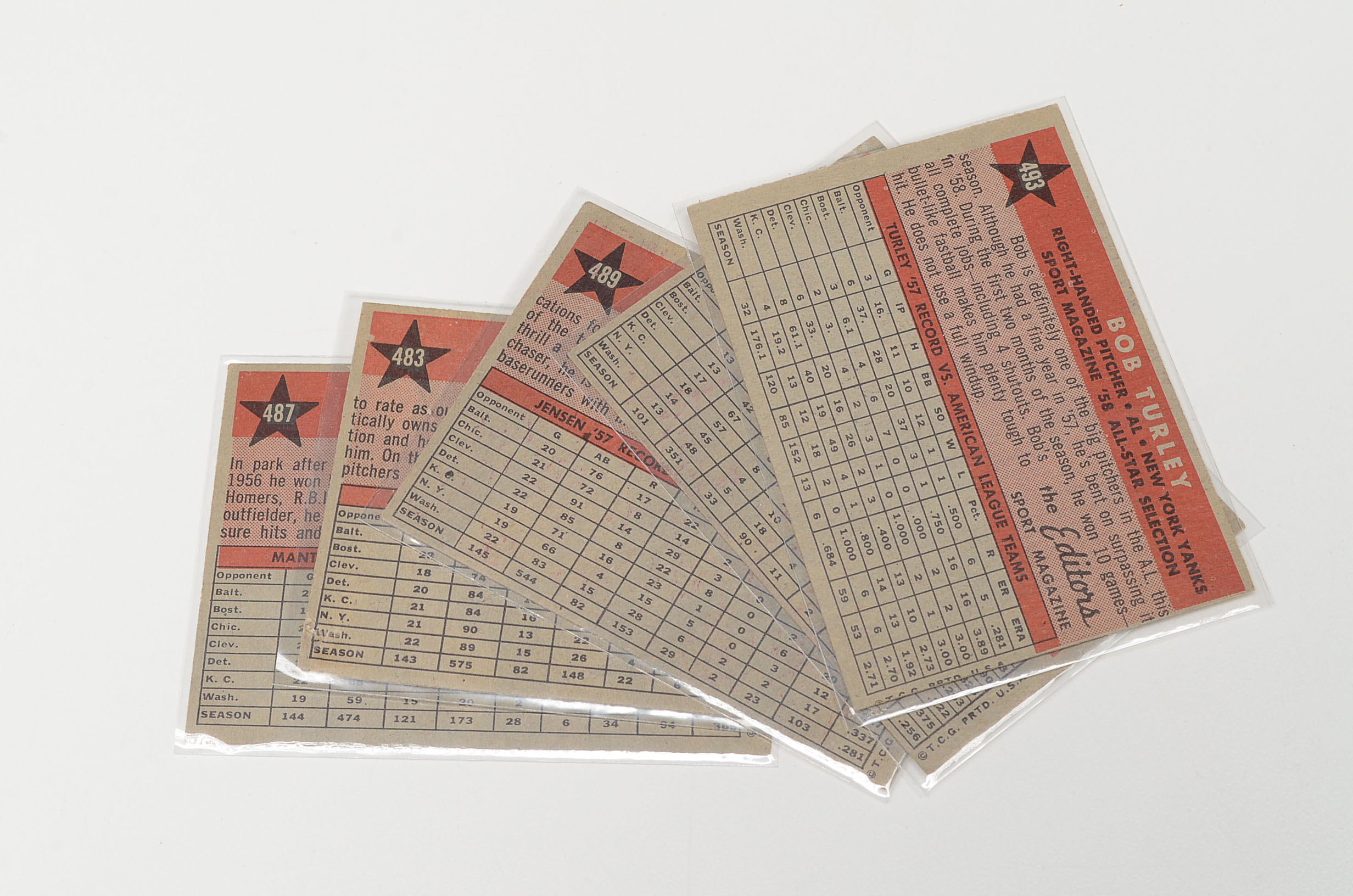 Nine 1958 All-Star Topps Baseball Cards Mantle, Robinson And More