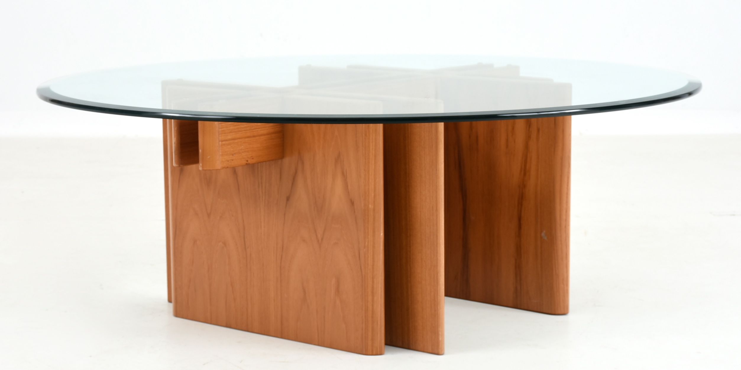 Danish Modern Hestbaek Style Teak Coffee Table with Glass Top