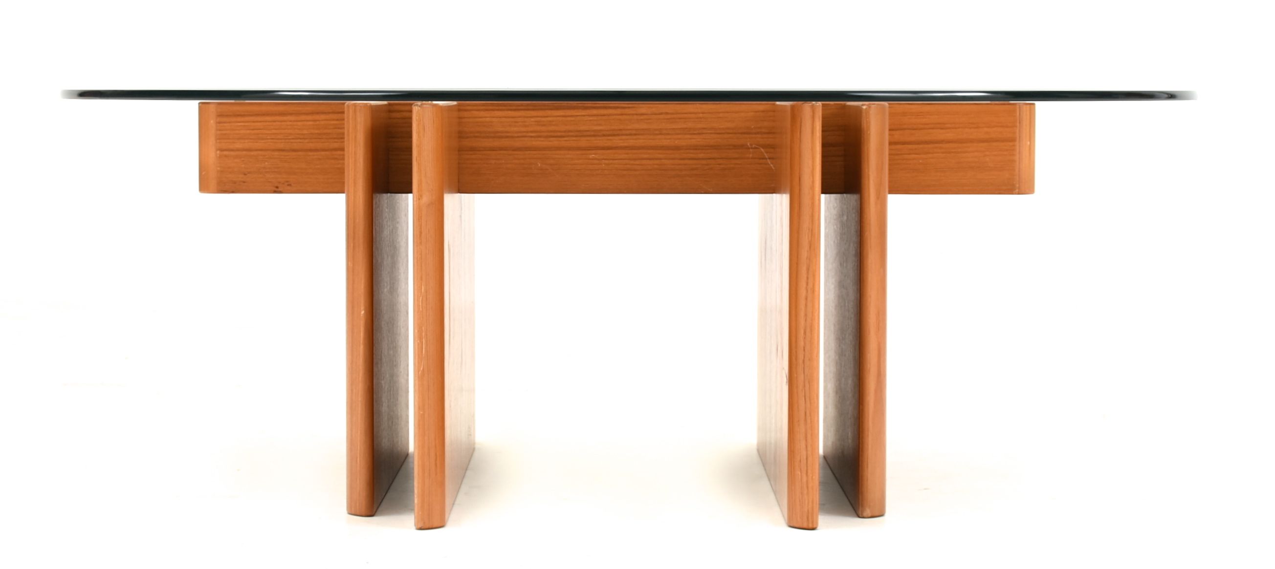 Danish Modern Hestbaek Style Teak Coffee Table with Glass Top