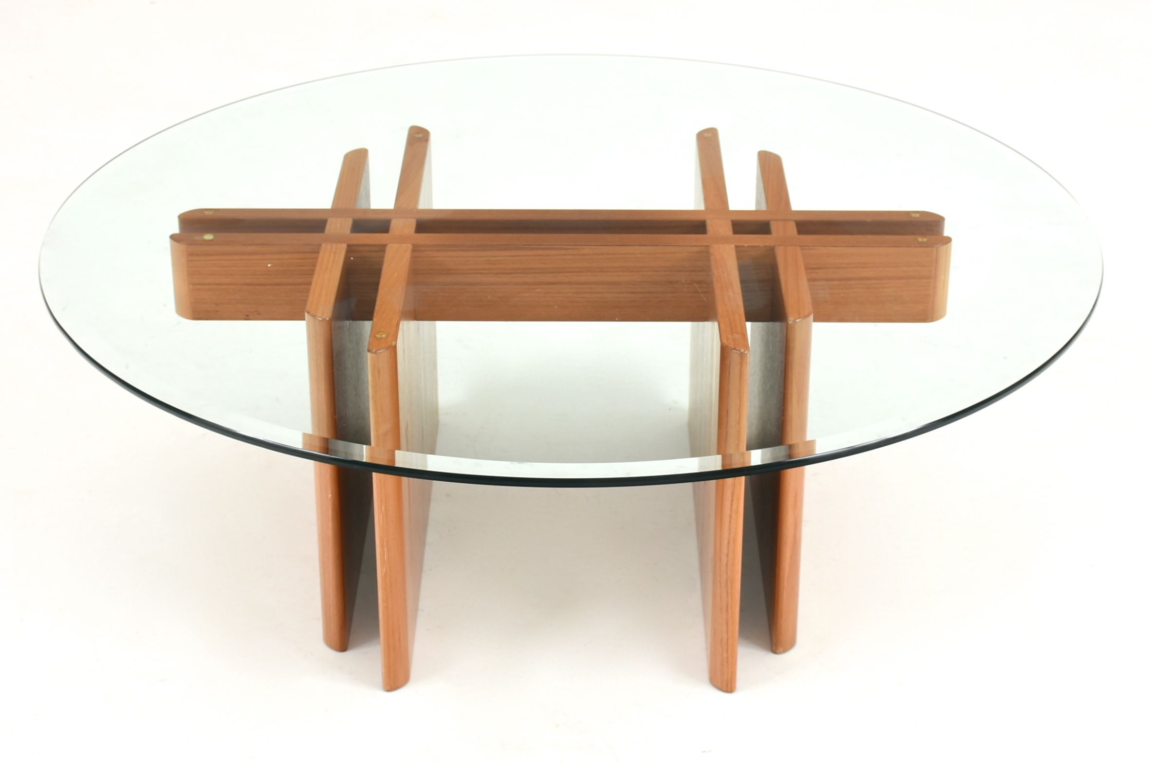 Danish Modern Hestbaek Style Teak Coffee Table with Glass Top
