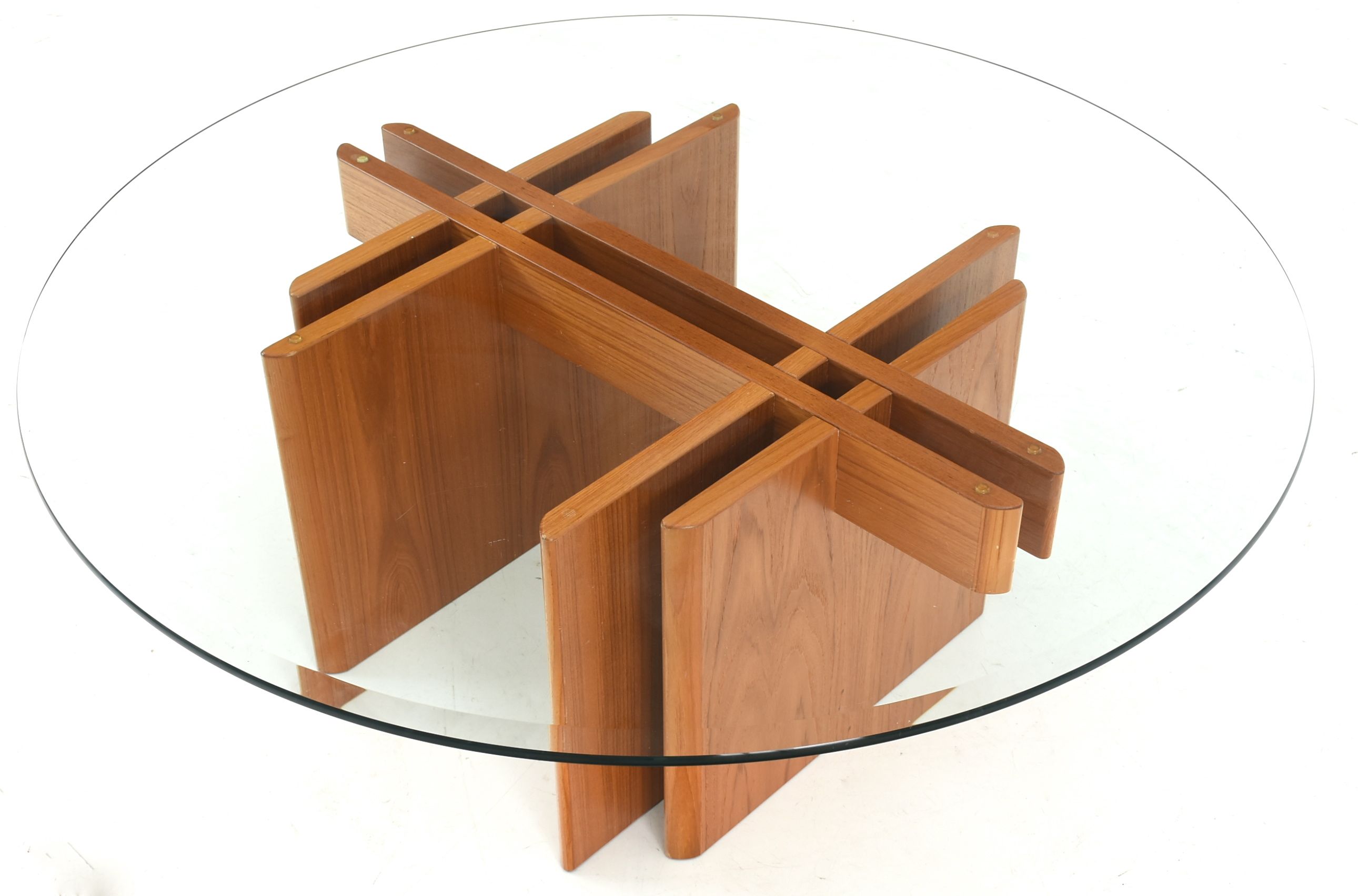 Danish Modern Hestbaek Style Teak Coffee Table with Glass Top