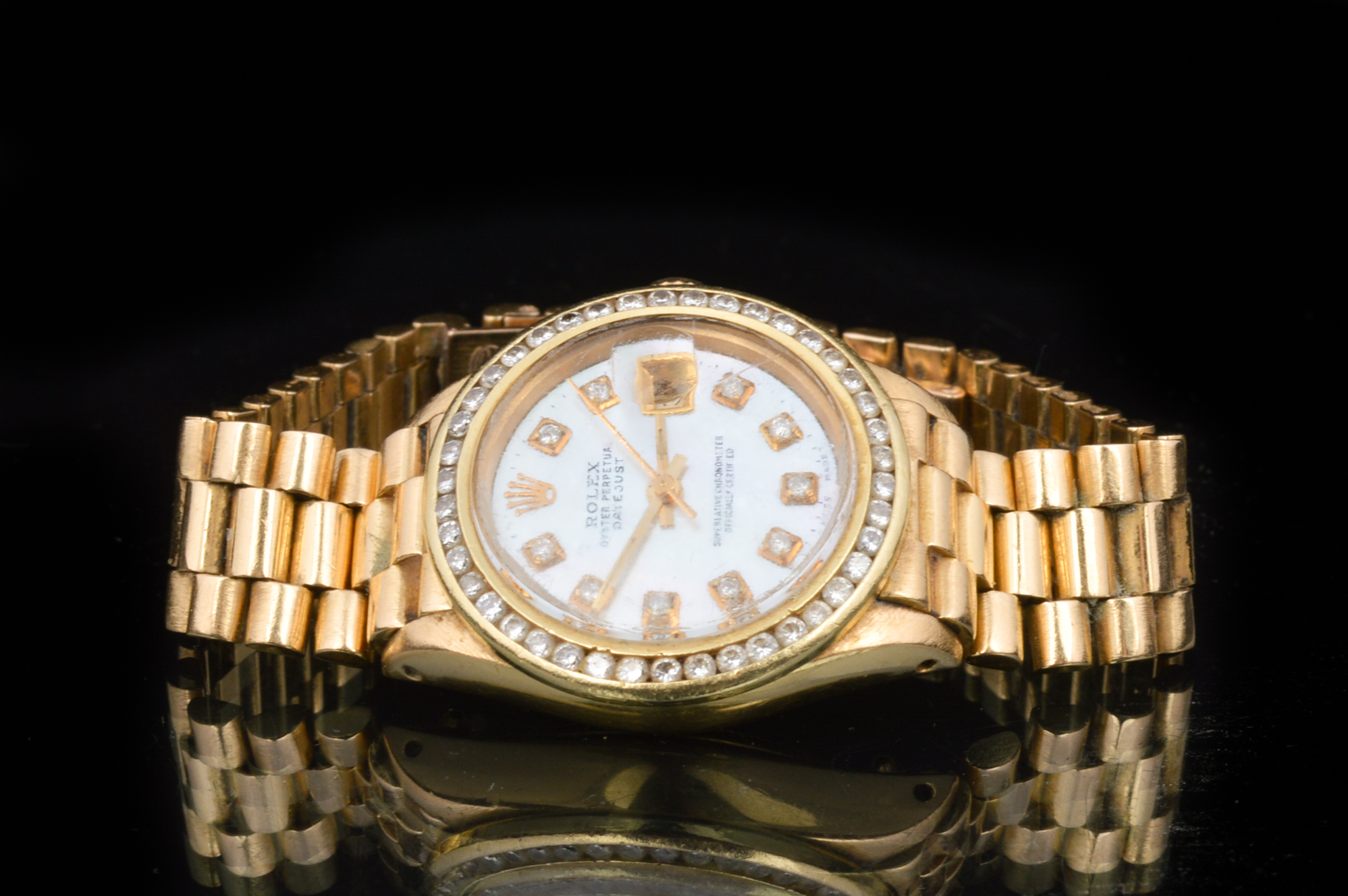 Rolex President Ladies 18K Yellow Gold Diamond Watch
