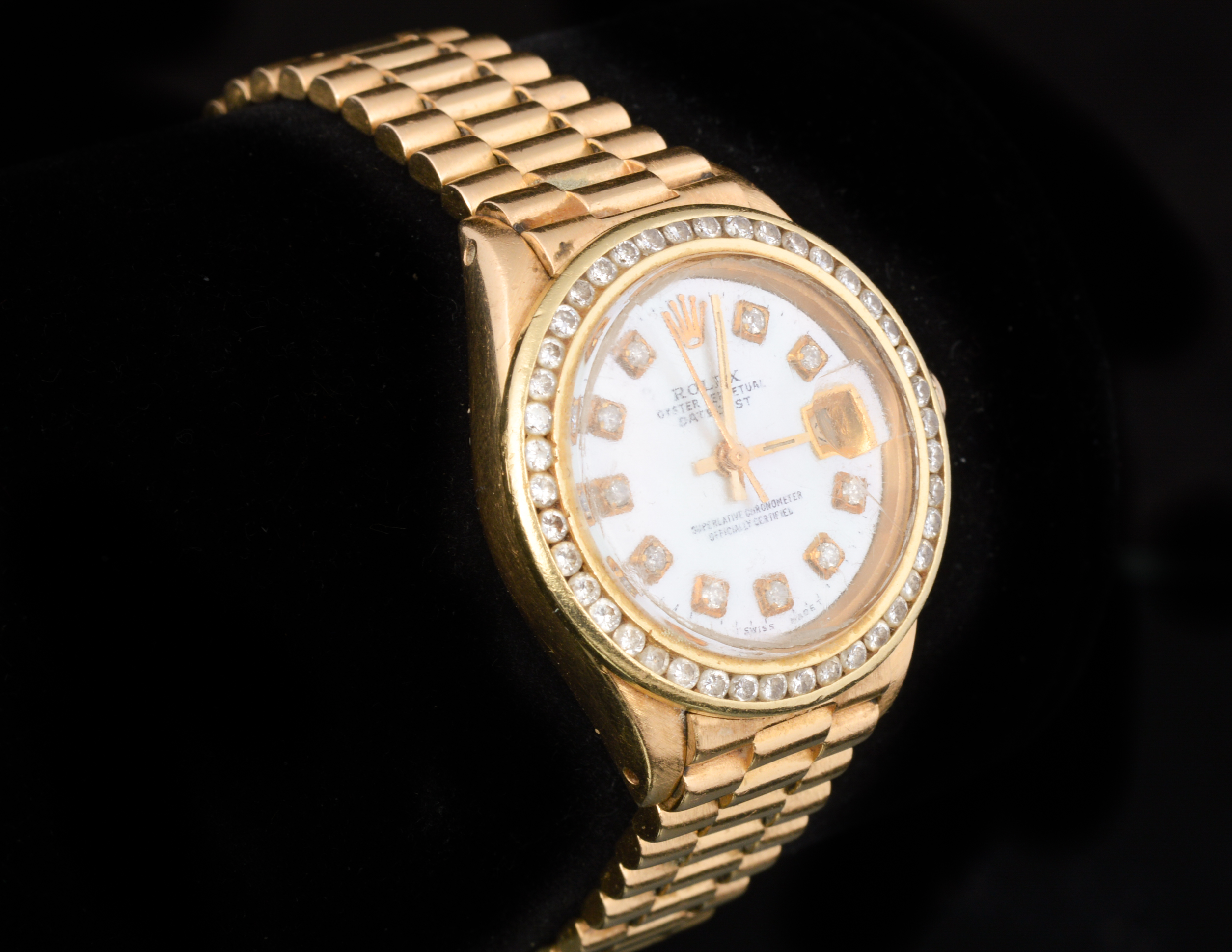 Rolex President Ladies 18K Yellow Gold Diamond Watch