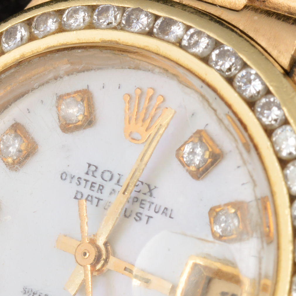 Rolex President Ladies 18K Yellow Gold Diamond Watch