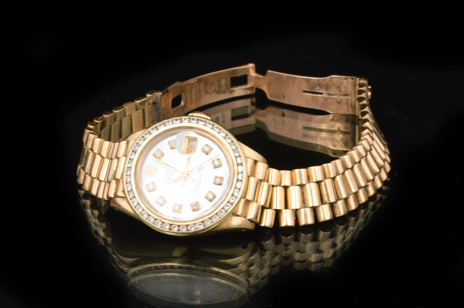 Rolex President Ladies 18K Yellow Gold Diamond Watch