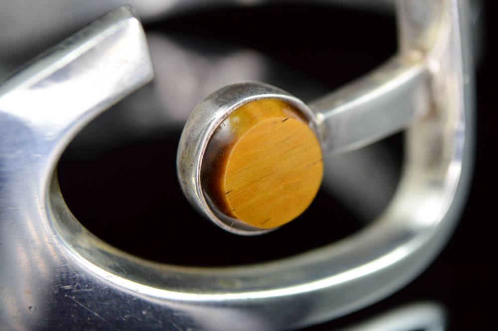 Sterling Silver with Cat Eye Quartz Modernist Bracelet