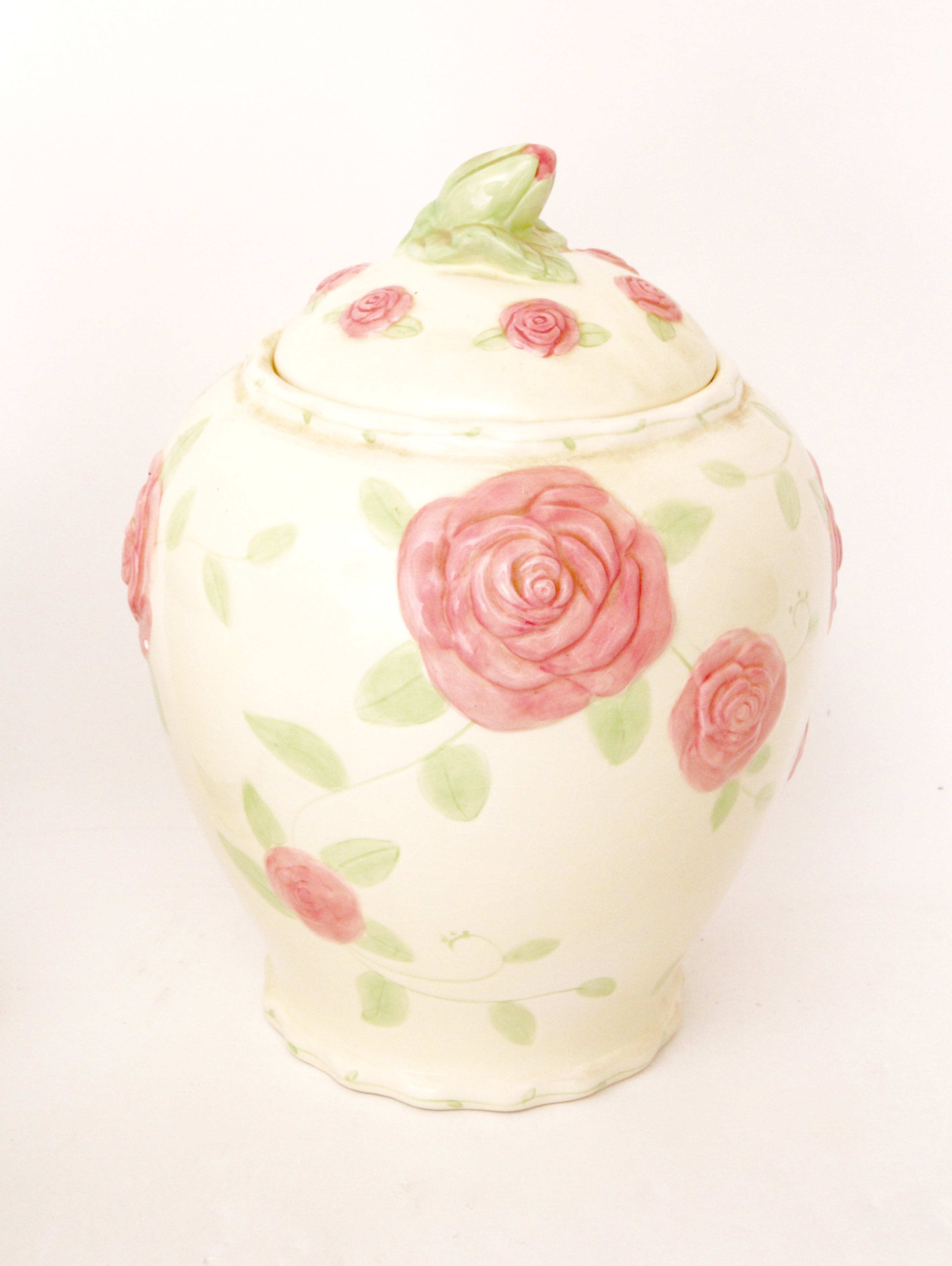 Quartet of Vintage Rose Motif Cookie Jars